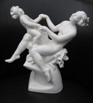 Skulpturengruppe - glasiertes Steingut - 1940