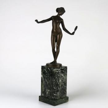Nackte Figur - patinierte Bronze, Marmor - 1910 Nackte Figur - patinierte Bronze, Marmor - 1910